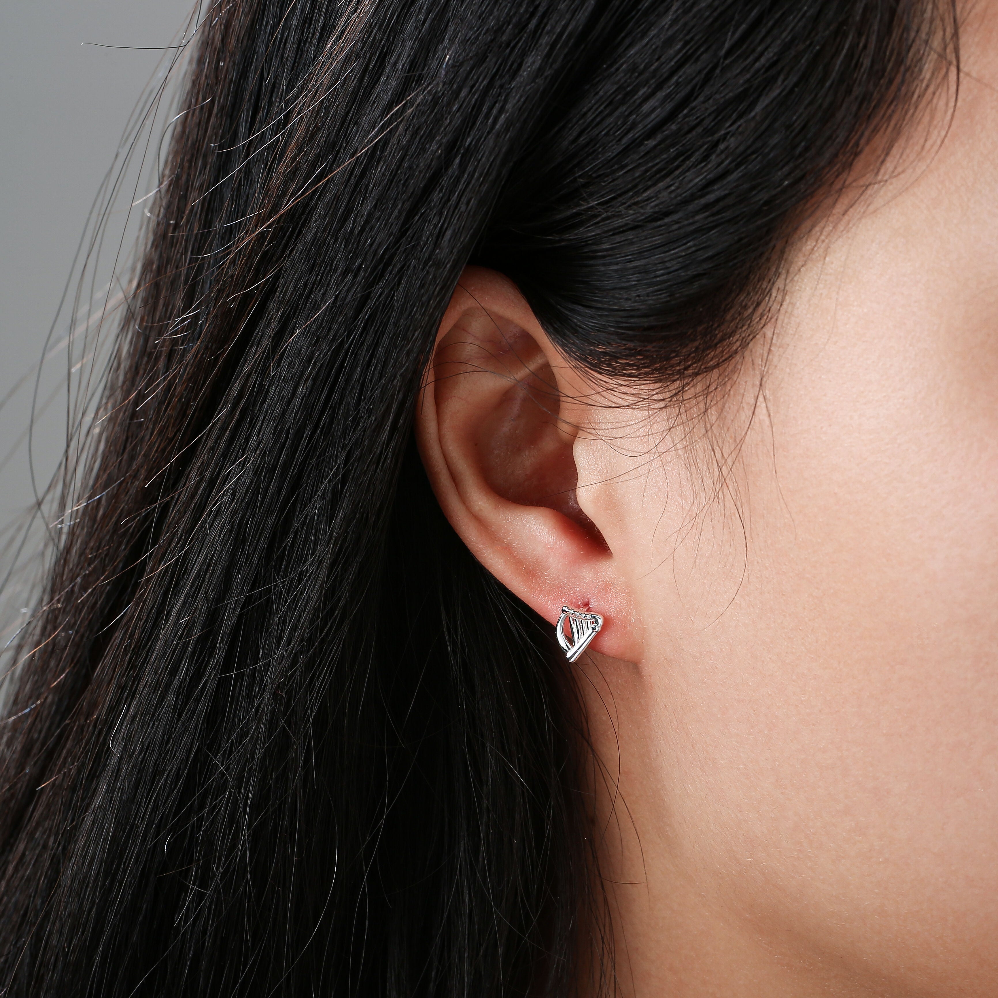 Grá Collection Silver Plated Celtic Harp Earrings