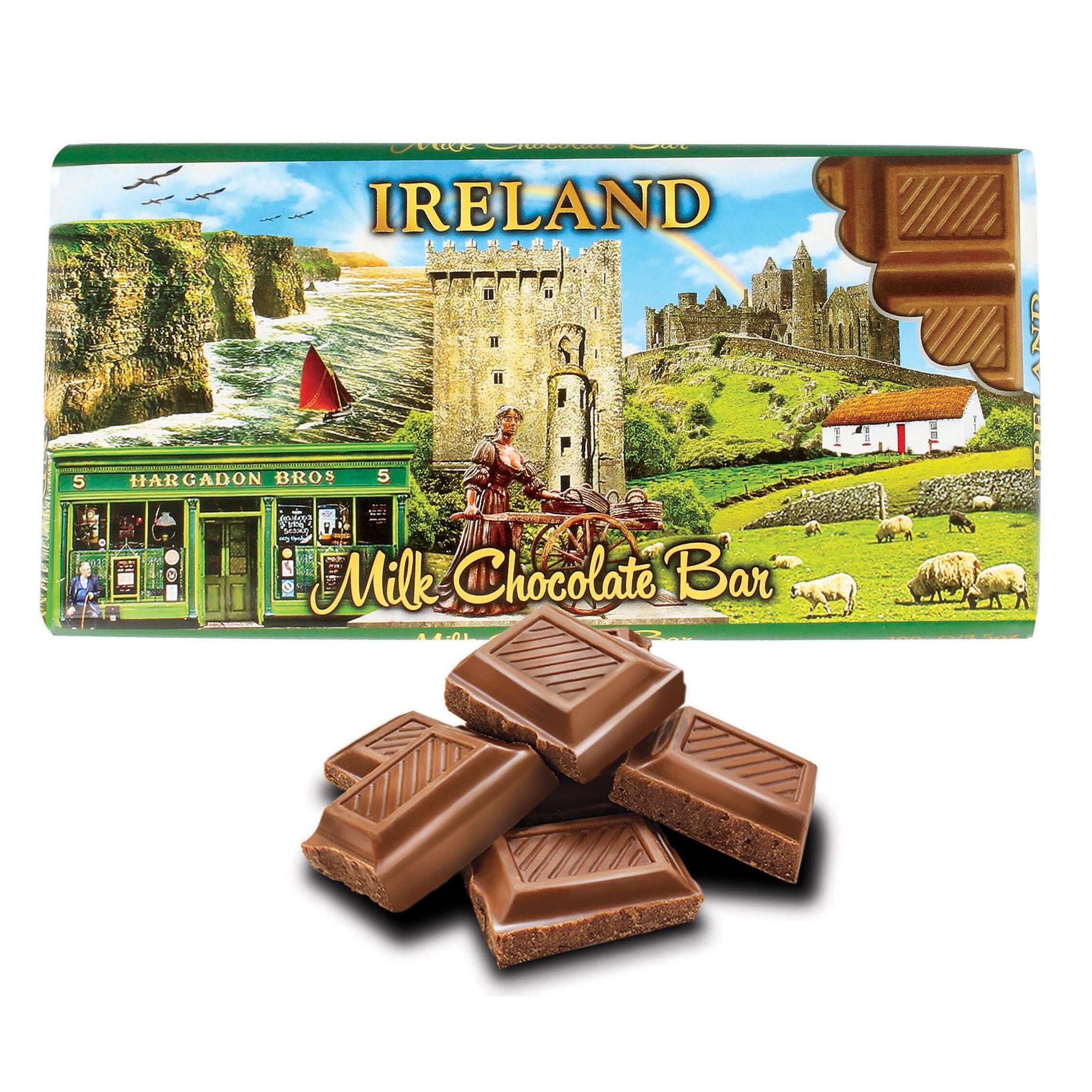Ireland Famous Landmarks Montage Designed Irish Milk Chocolate 100g