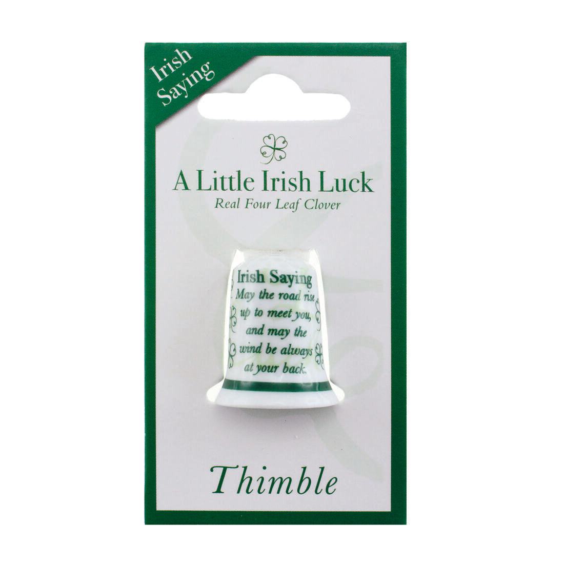 Ceramic Clover Thimble With Irish Saying