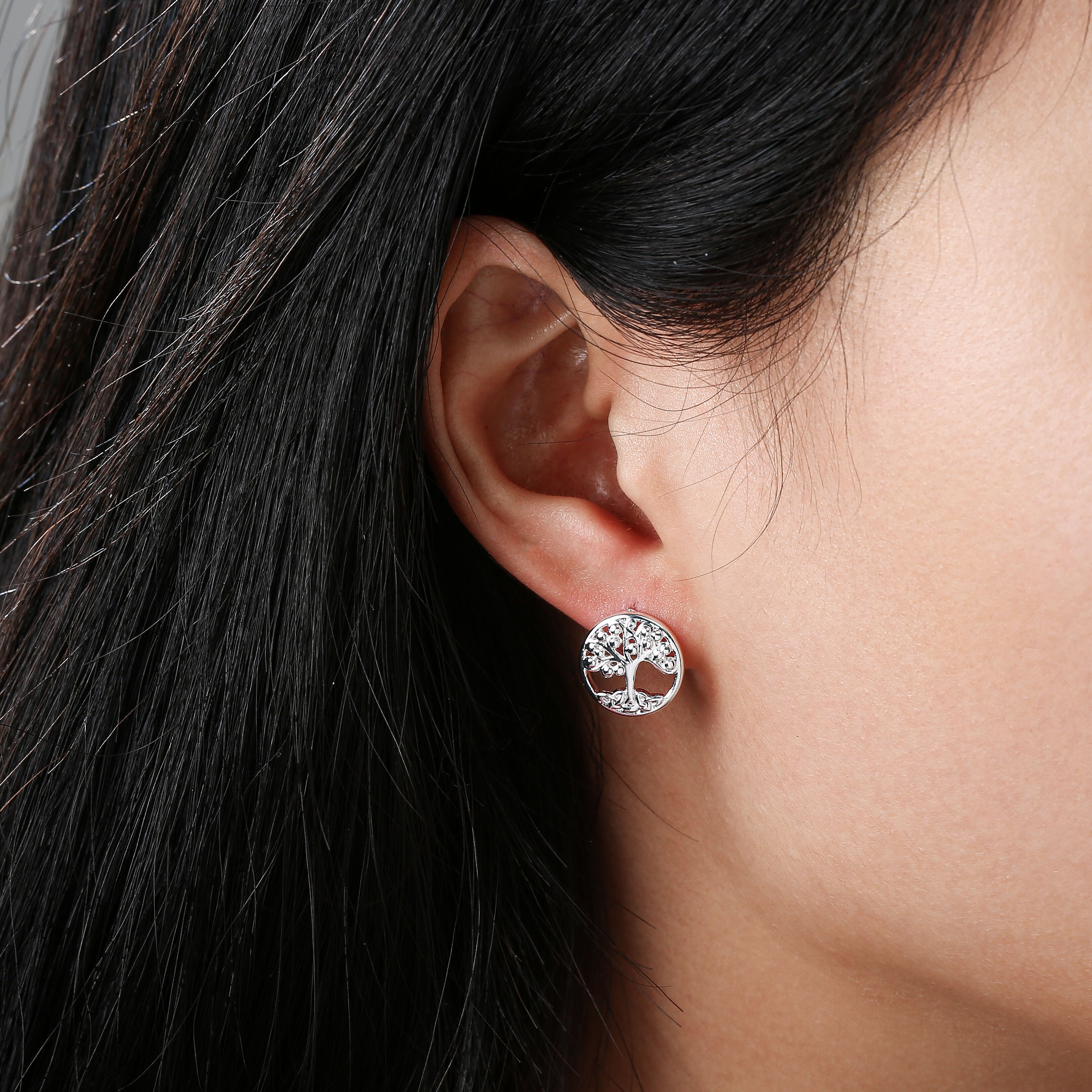 Grá Collection Silver Plated Tree Of Life Earrings