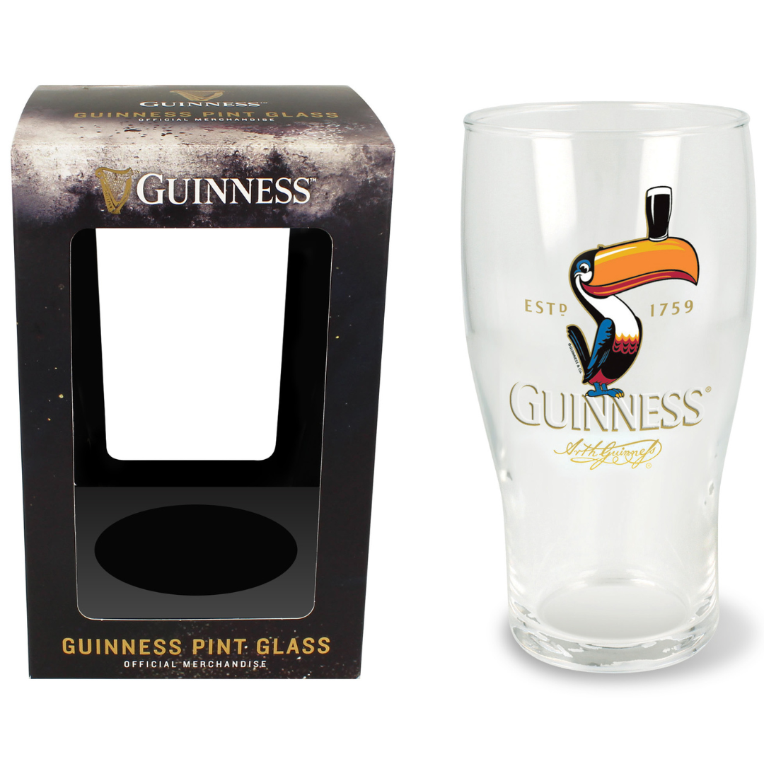 Engraved Guinness Toucan Pint Glass in Giftbox