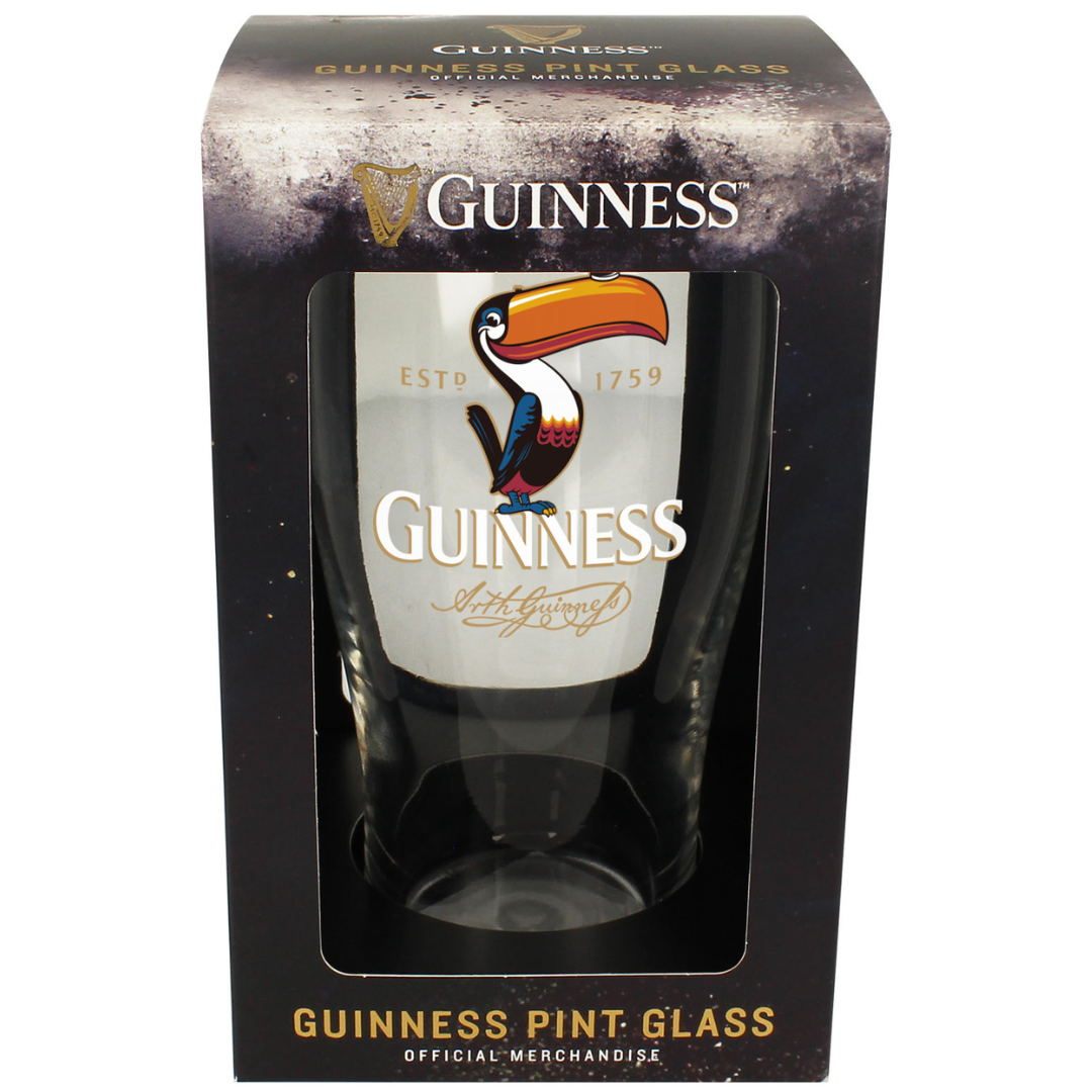 Engraved Guinness Toucan Pint Glass in Giftbox