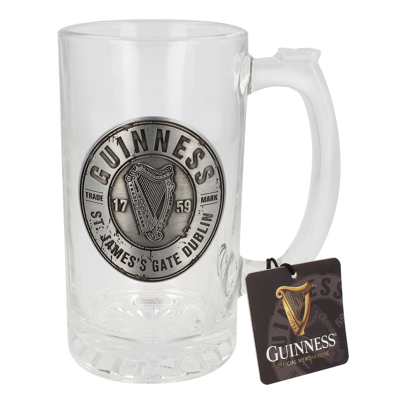 Guinness With Pewter Logo Glass Tankard