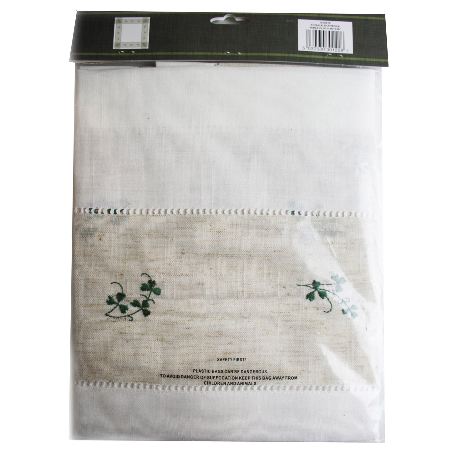 Pure Cotton Natural Tablecloth Designed With Shamrock Crochet 36” X 36”