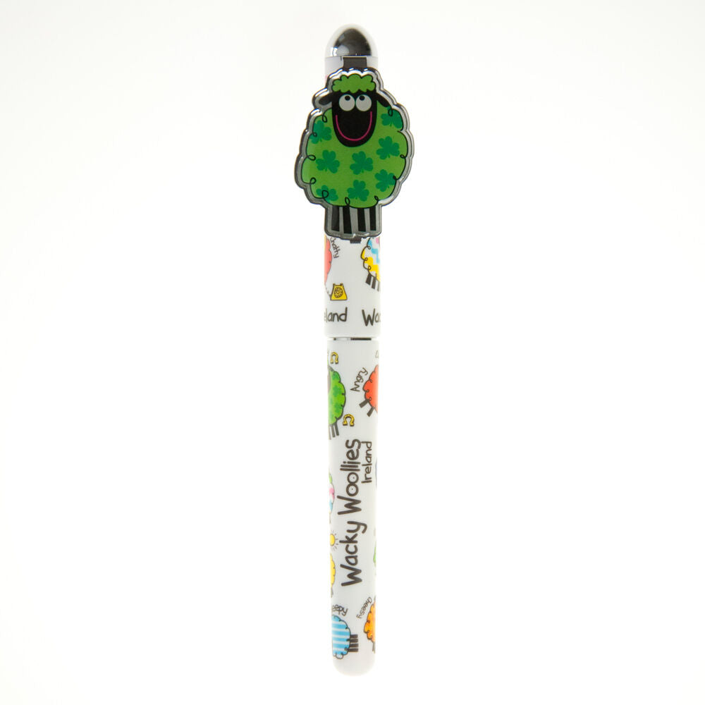White Gel Pen With Multicoloured Wacky Woolies Sheep 1cm Long & Black Ink