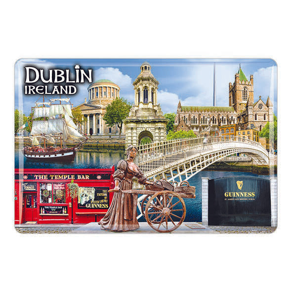 Dublin Ireland Epoxy Magnet Montage With Molly Malone Ha'penny Bridge