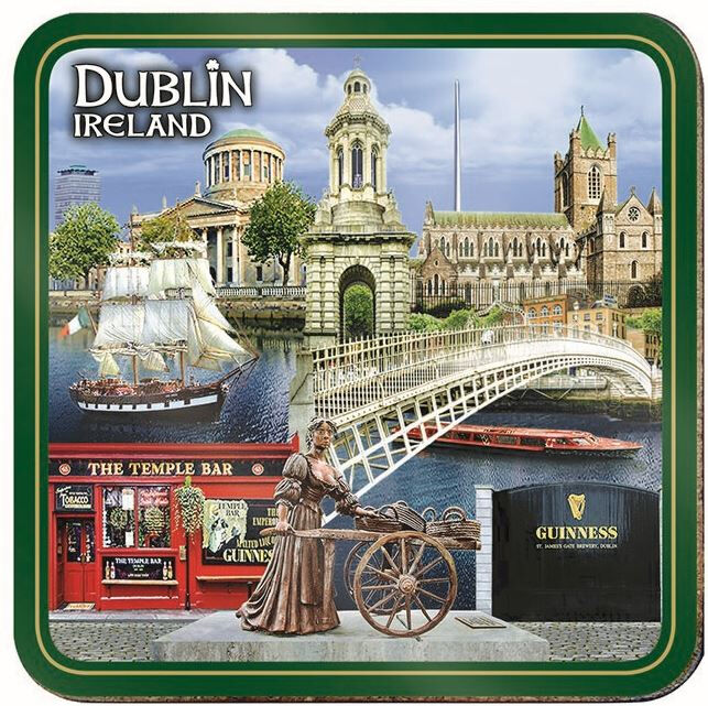 Dublin Ireland Loose Coaster Montage With Molly Malone Ha'penny Bridge