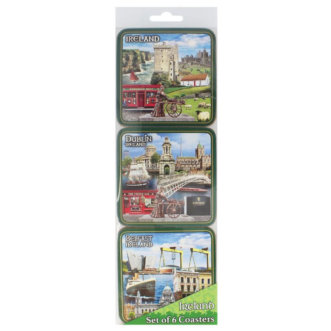 Ireland Dublin Belfast Montage Cork-backed Coasters 6 Per Pack