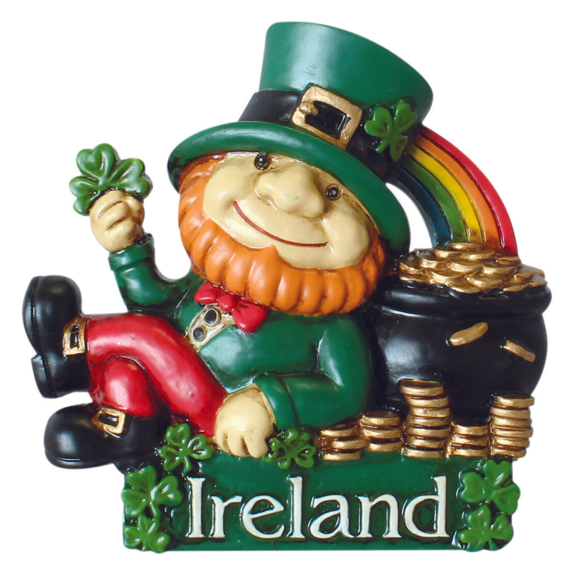 Irish Leprechaun With Pot Of Gold Under A Rainbow Magnet