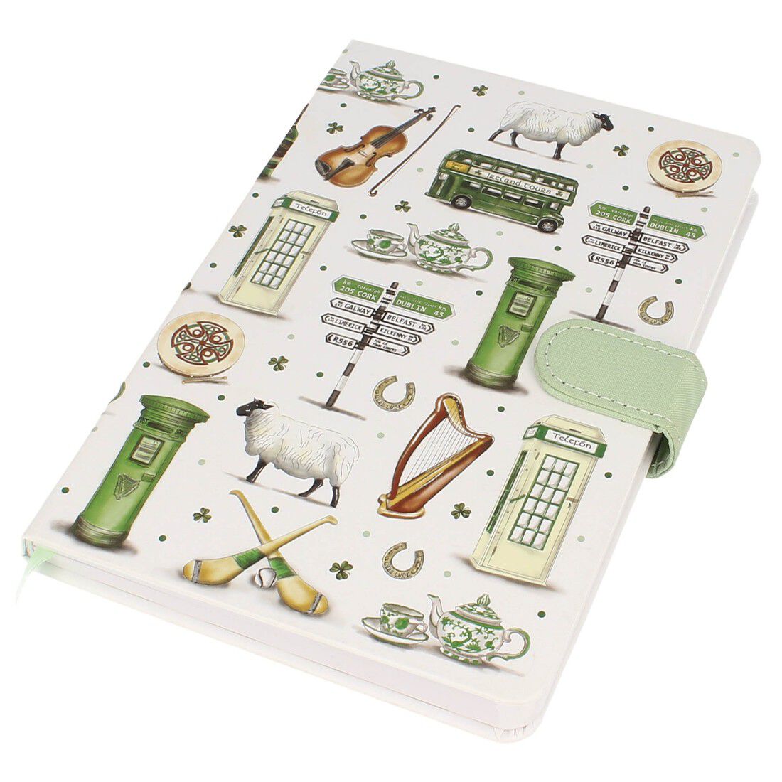 Impressions Of Ireland White & Green A5 Notebook With Irish Scenes Design