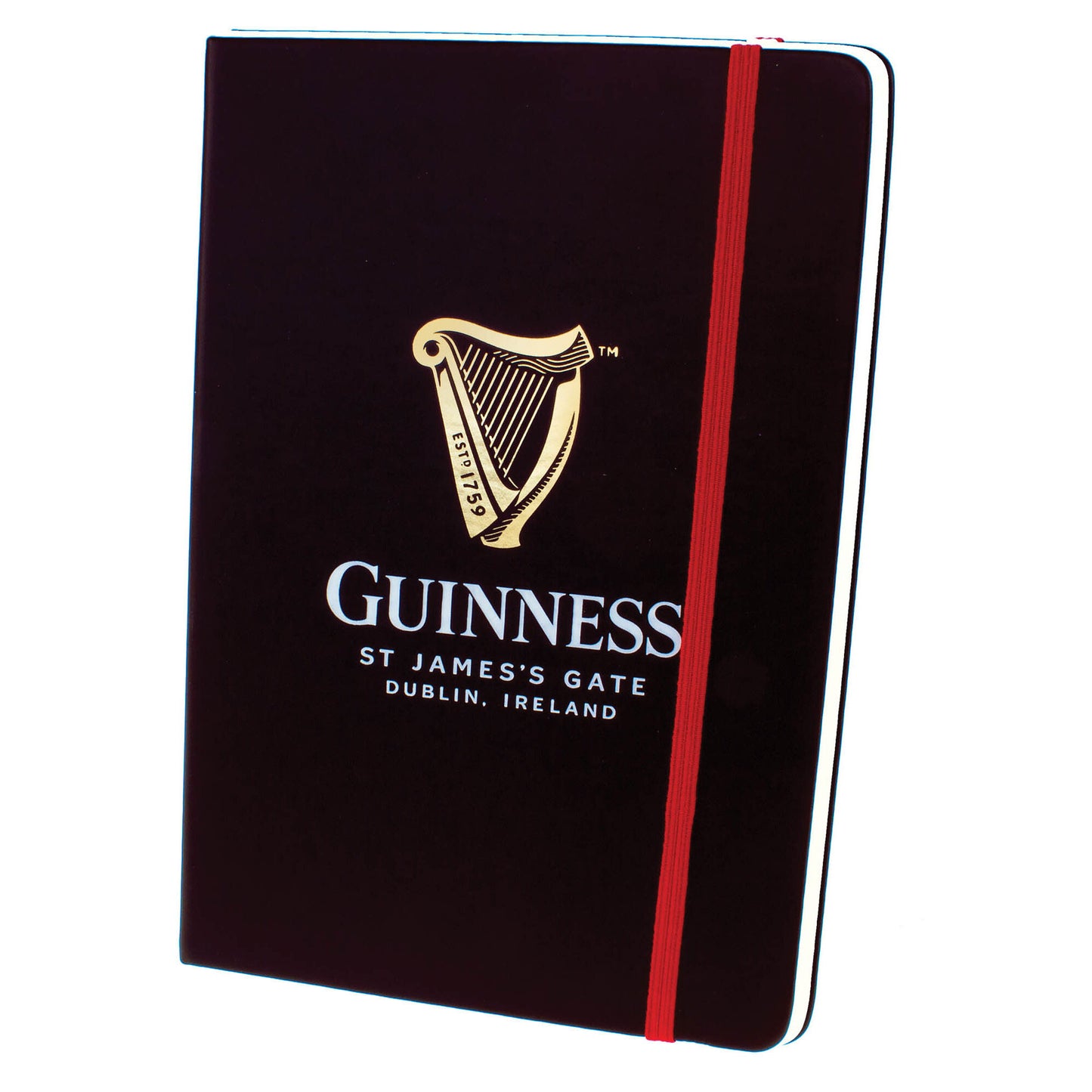 Guinness Notebook With Harp Design & Red Elastic Strap