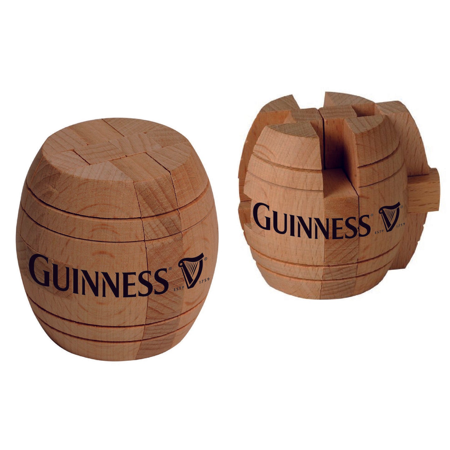 Guinness Wooden Barrel Puzzle Game With A Harp Design