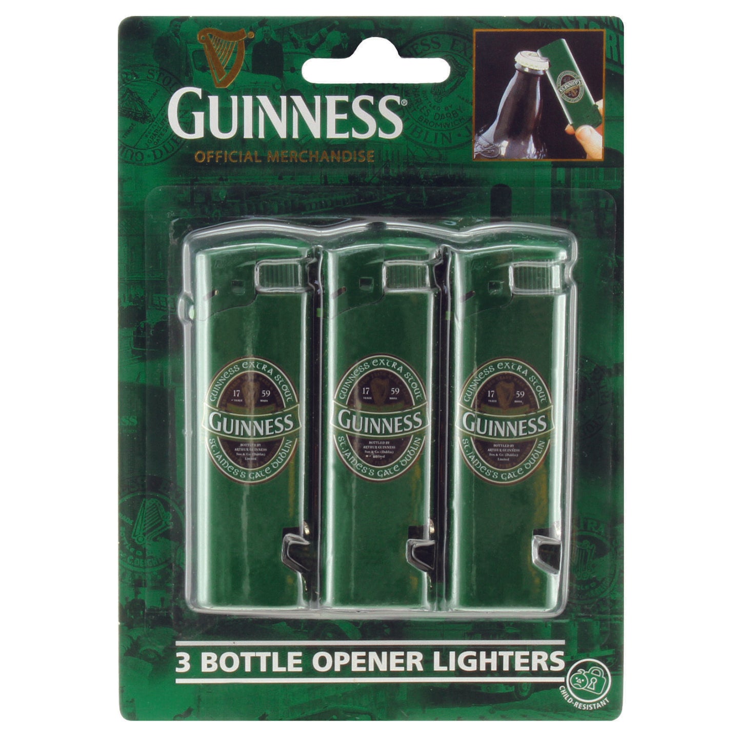Bottle Opener Lighters (3 Pack) Guinness Ireland Collection