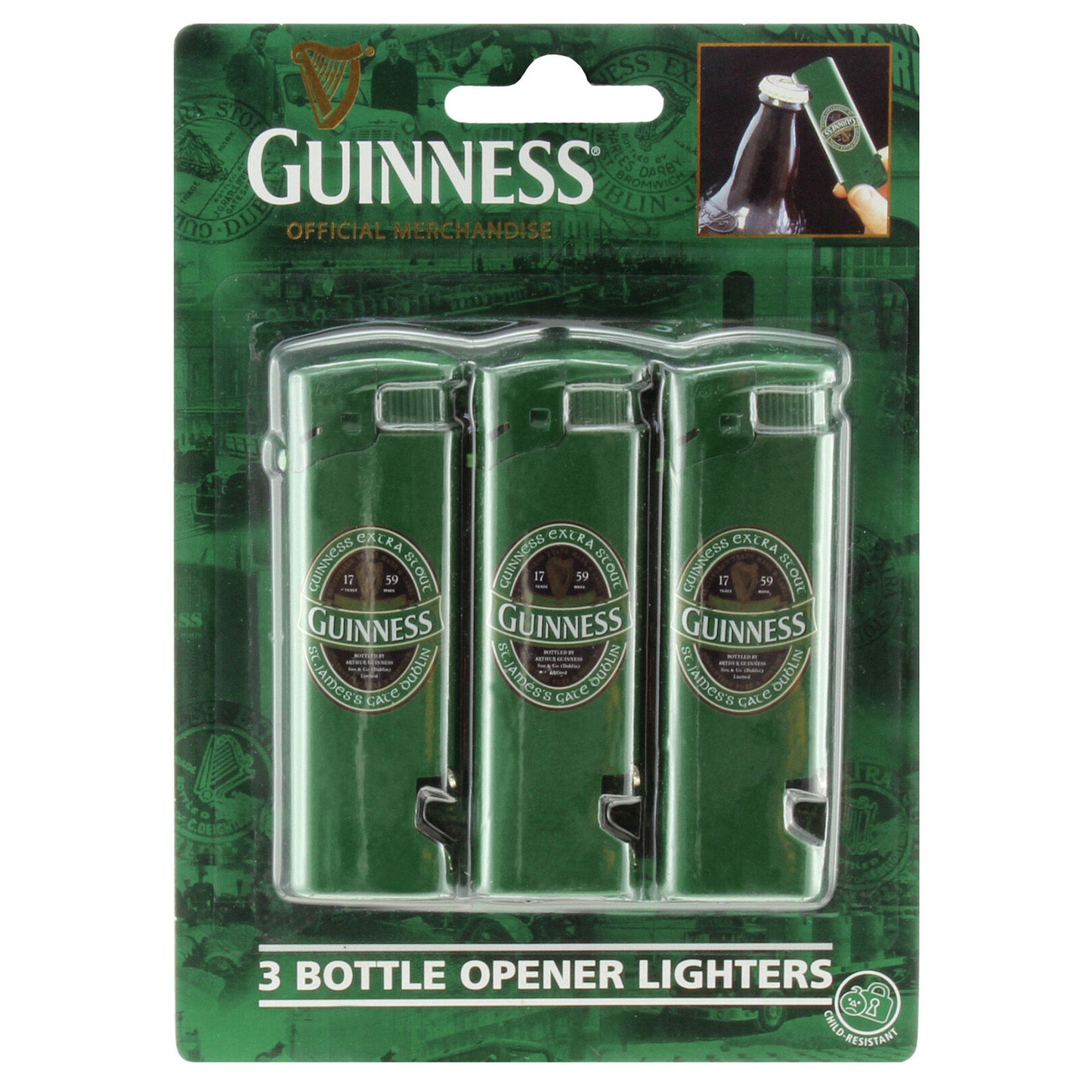 Bottle Opener Lighters (3 Pack) Guinness Ireland Collection