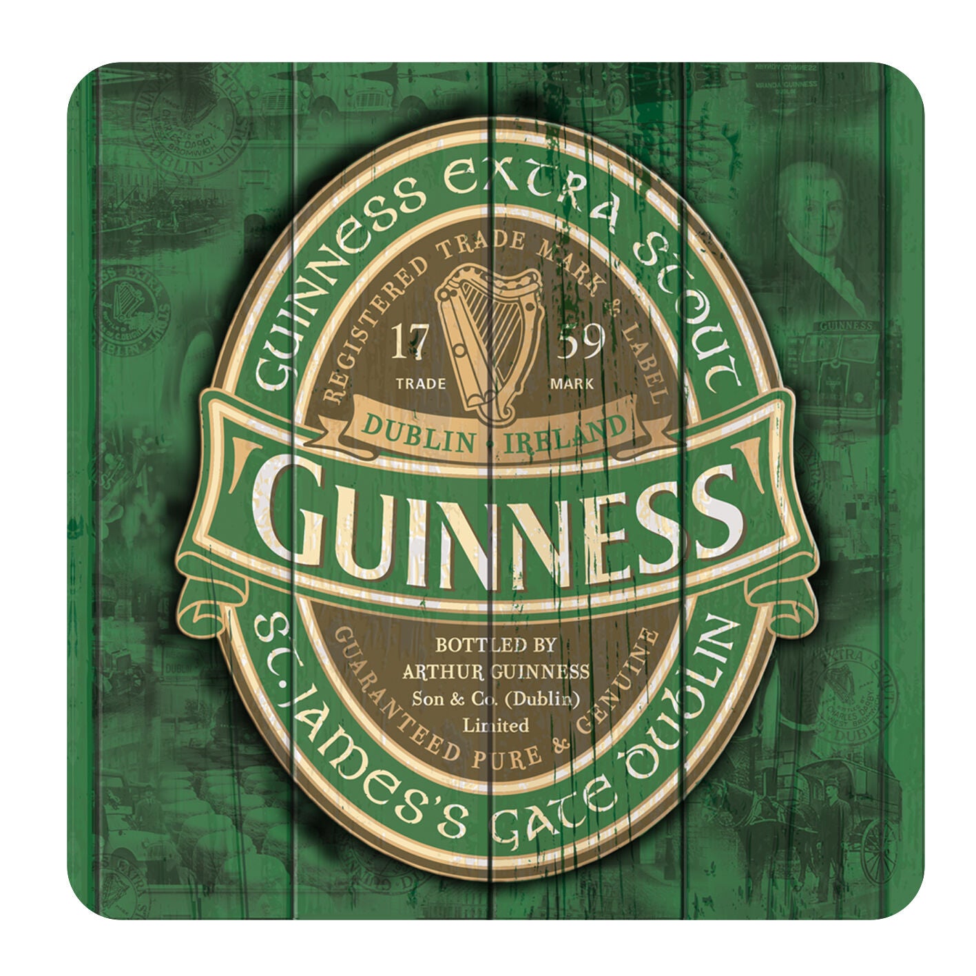 Nostalgic Guinness Coaster With Extra Stout St. James's Gate Dublin Text