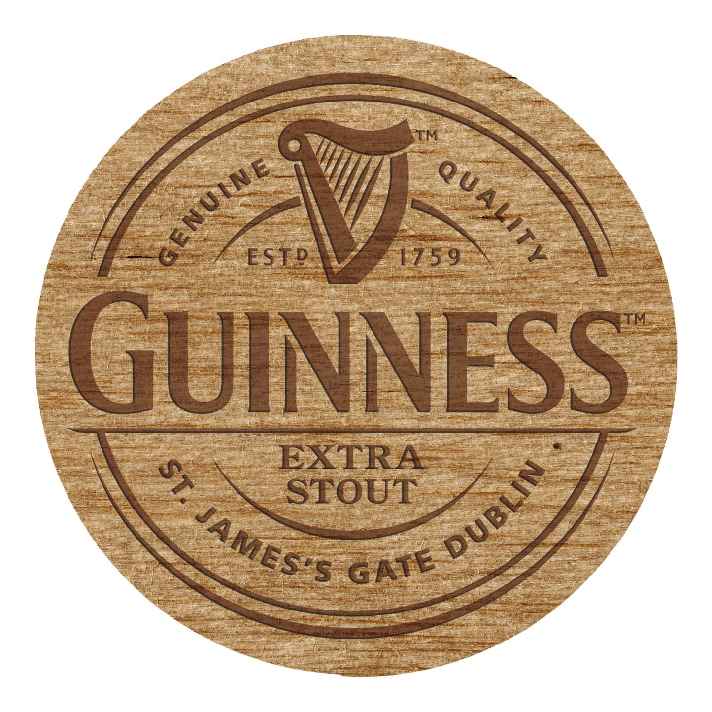 Guinness Harp Wooden Coaster