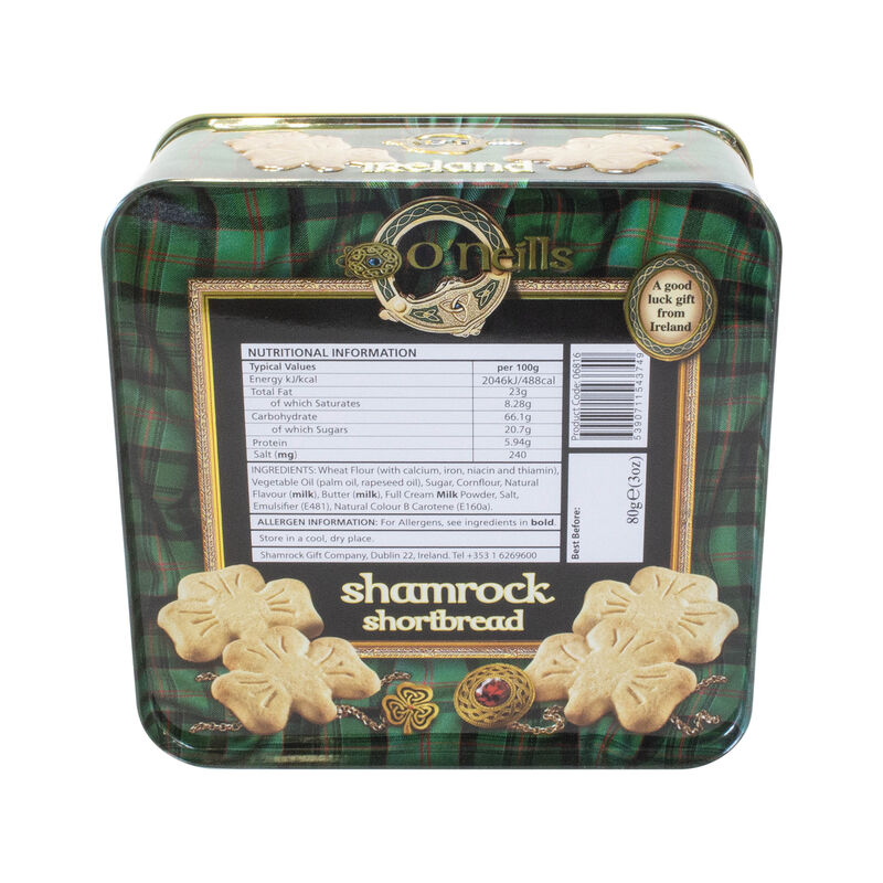O'neill's Shamrock Shaped Shortbread In A Tin 80g