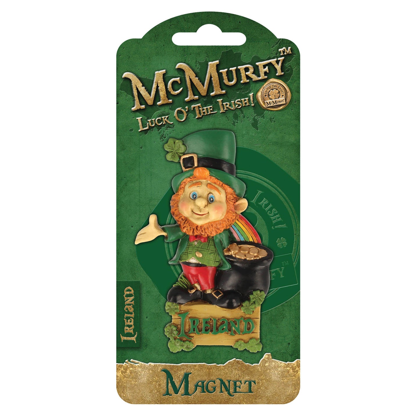 Mcmurfy Luck O' The Irish Leprechaun Designed Resin Rainbow & Pot Gold Magnet