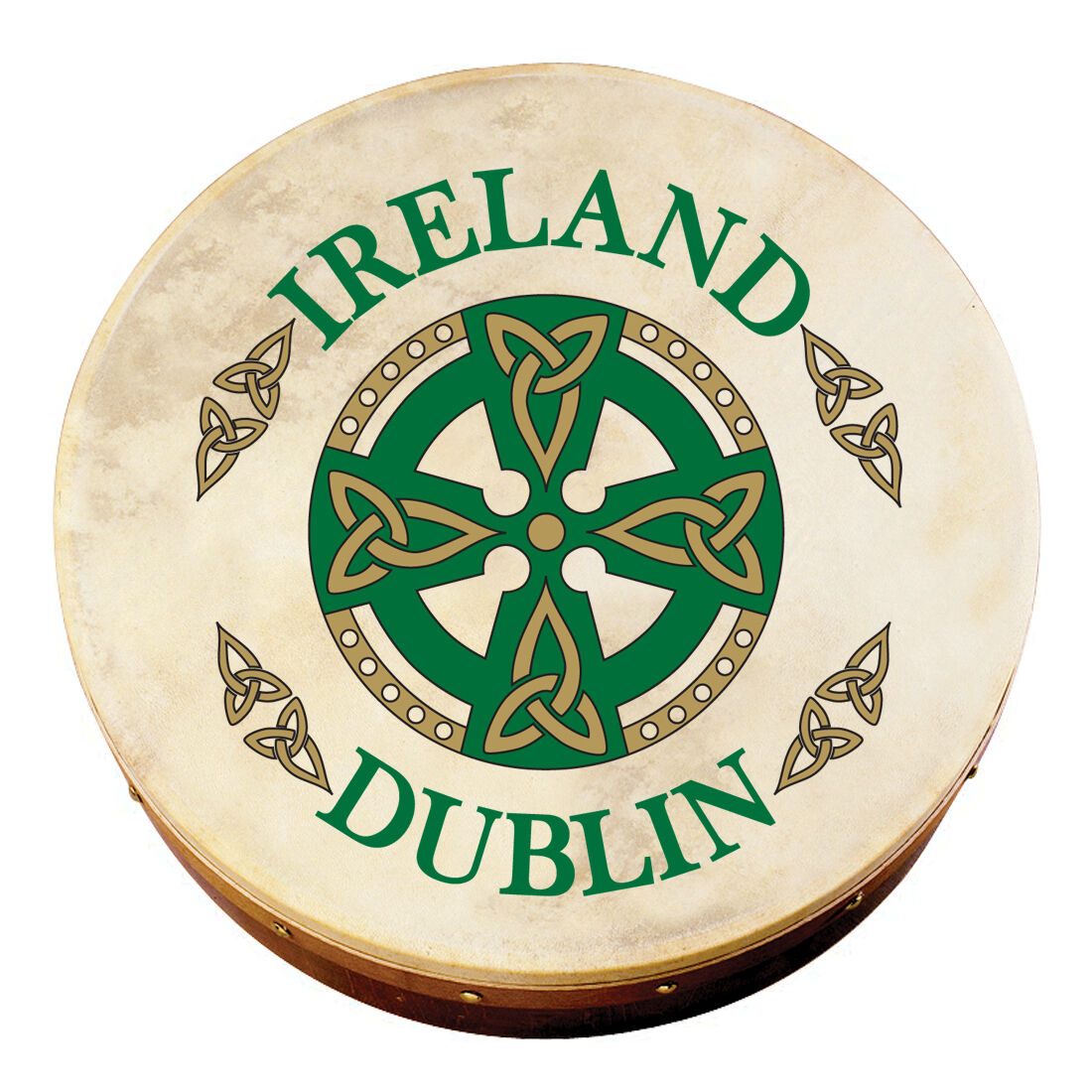12" Bodhran With Dublin Celtic Cross Design Comes With Beater