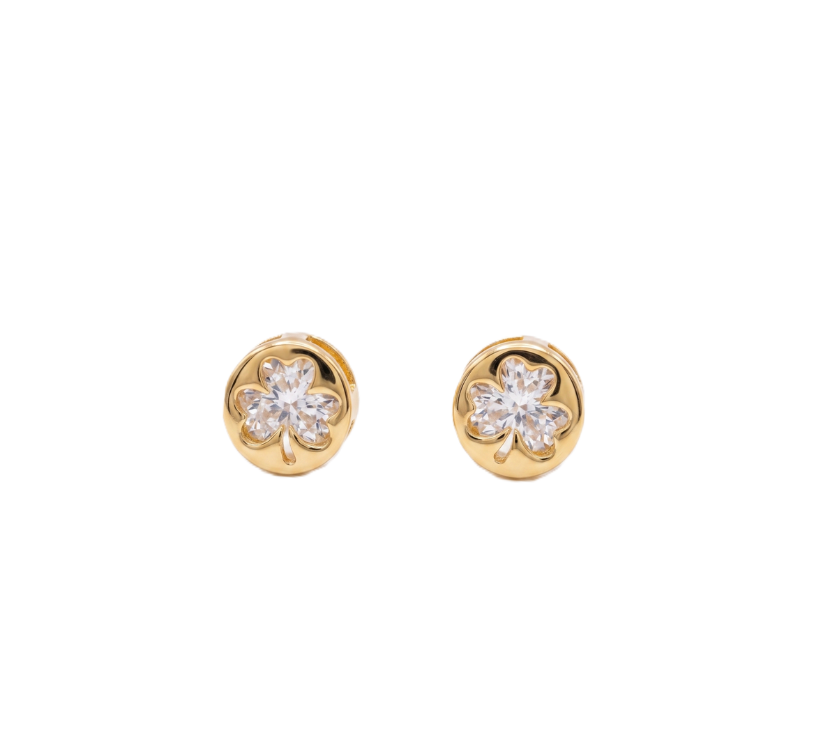 Shamrock Clear CZ Gold Vermeil Earrings