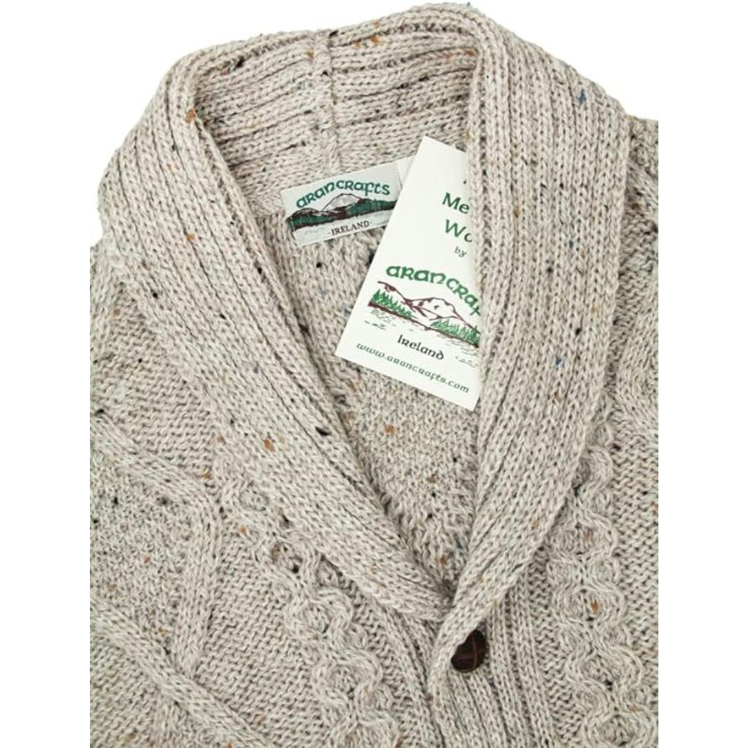 Men's Shawl Collar Grandfather Oatmeal Cardigan