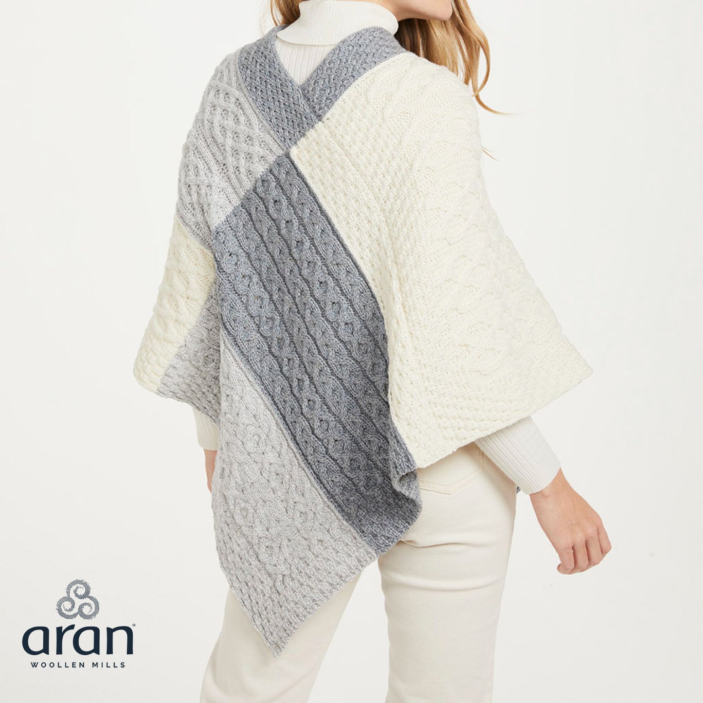 Ladies Aran Patchwork Poncho