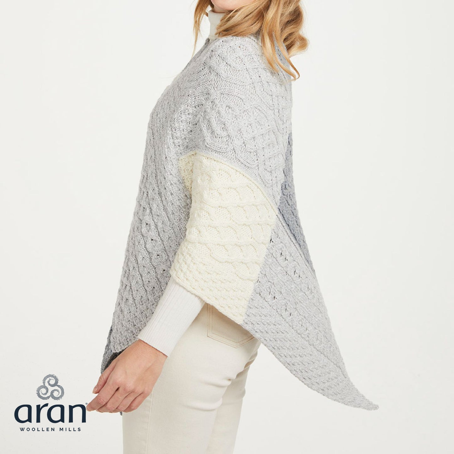 Ladies Aran Patchwork Poncho