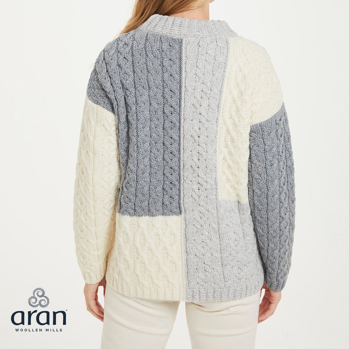 Ladies Three Colour Patchwork Jumper