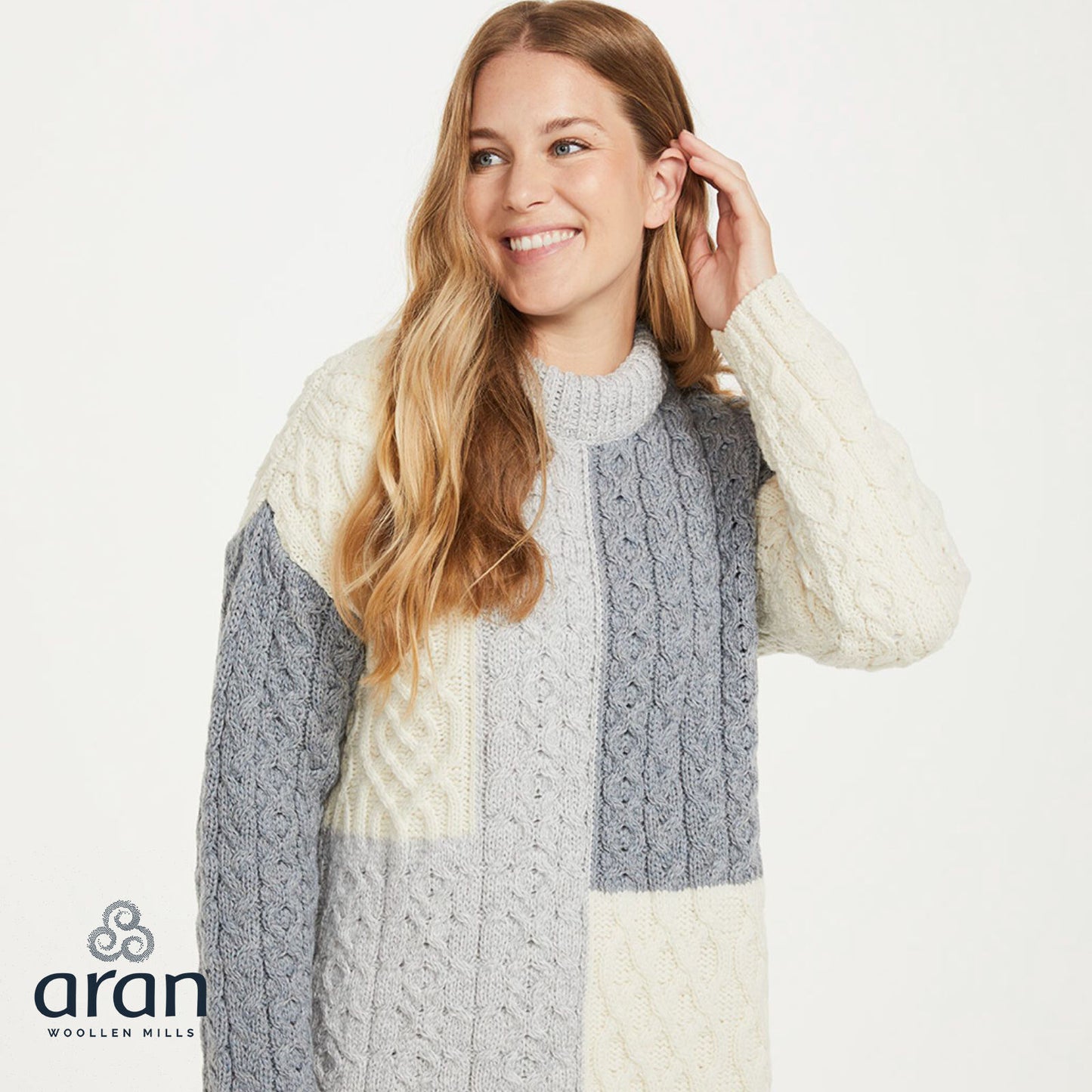 Ladies Three Colour Patchwork Jumper