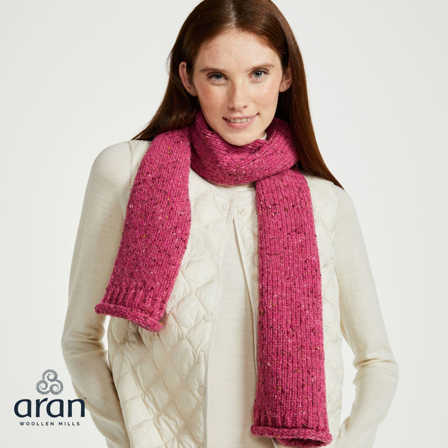 Nepped Woollen Scarf Pink