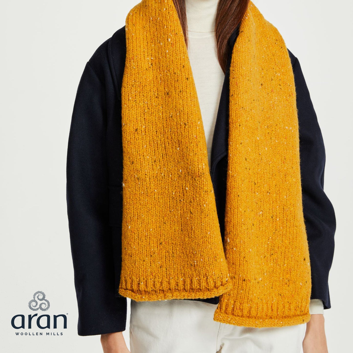 Nepped Woollen Scarf Yellow