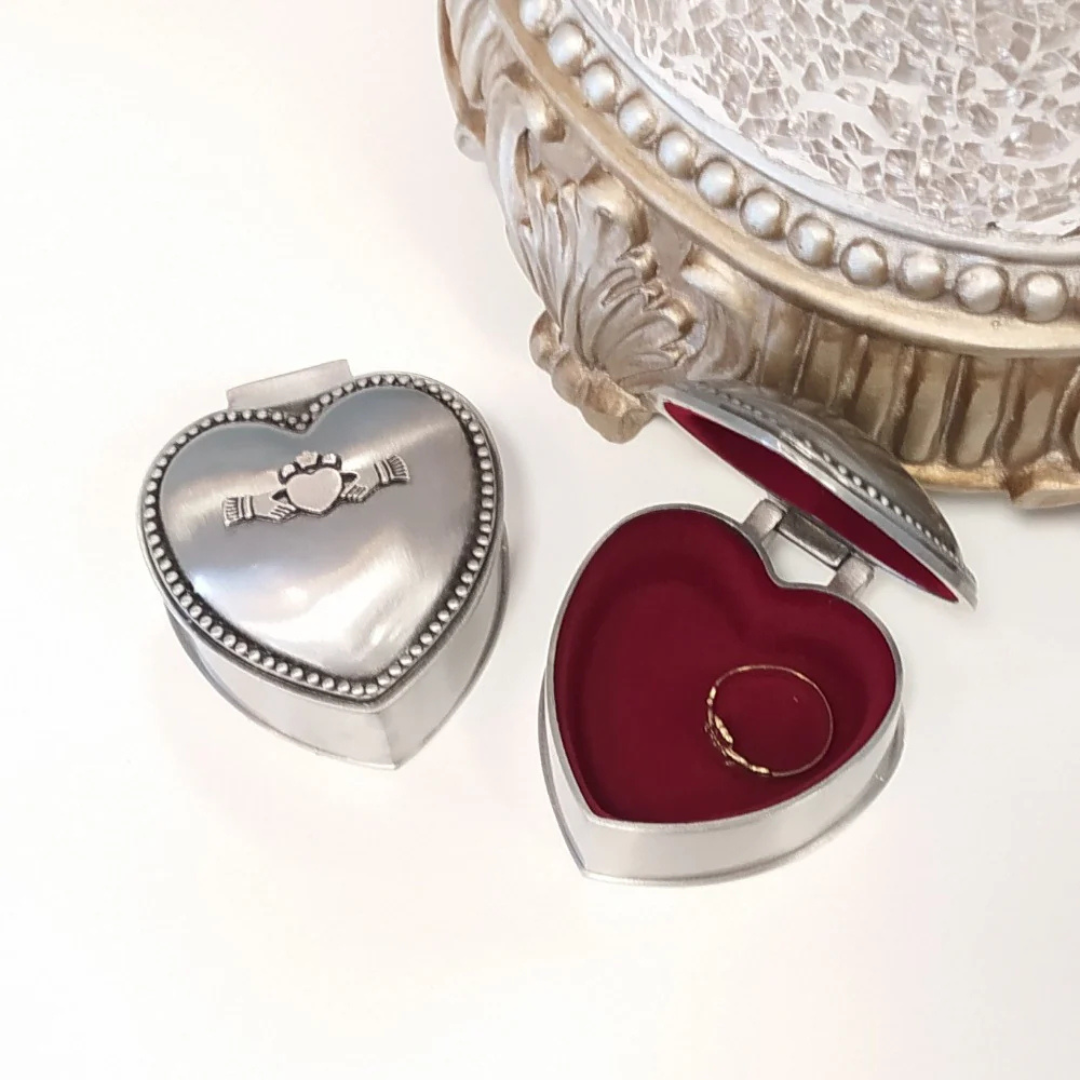 Heart Shaped Ring Box With Claddagh Pattern