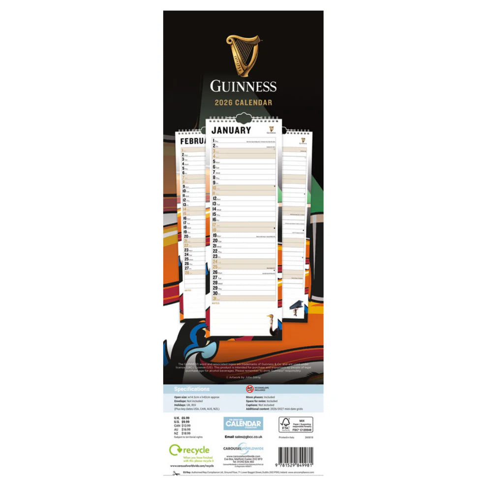 Guinness Slim Calendar 2026