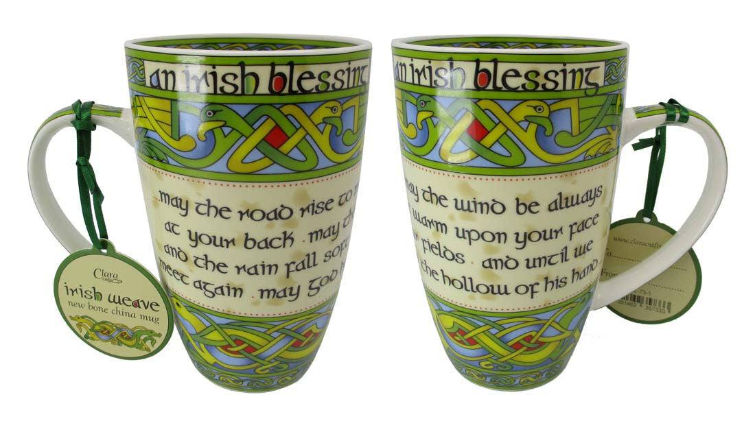 Irish Weave Bone China Mug Collection With Irish Blessing Print