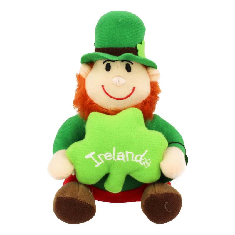 5 Irish Shamrock Leprechaun Soft Toy With Green Shamrock