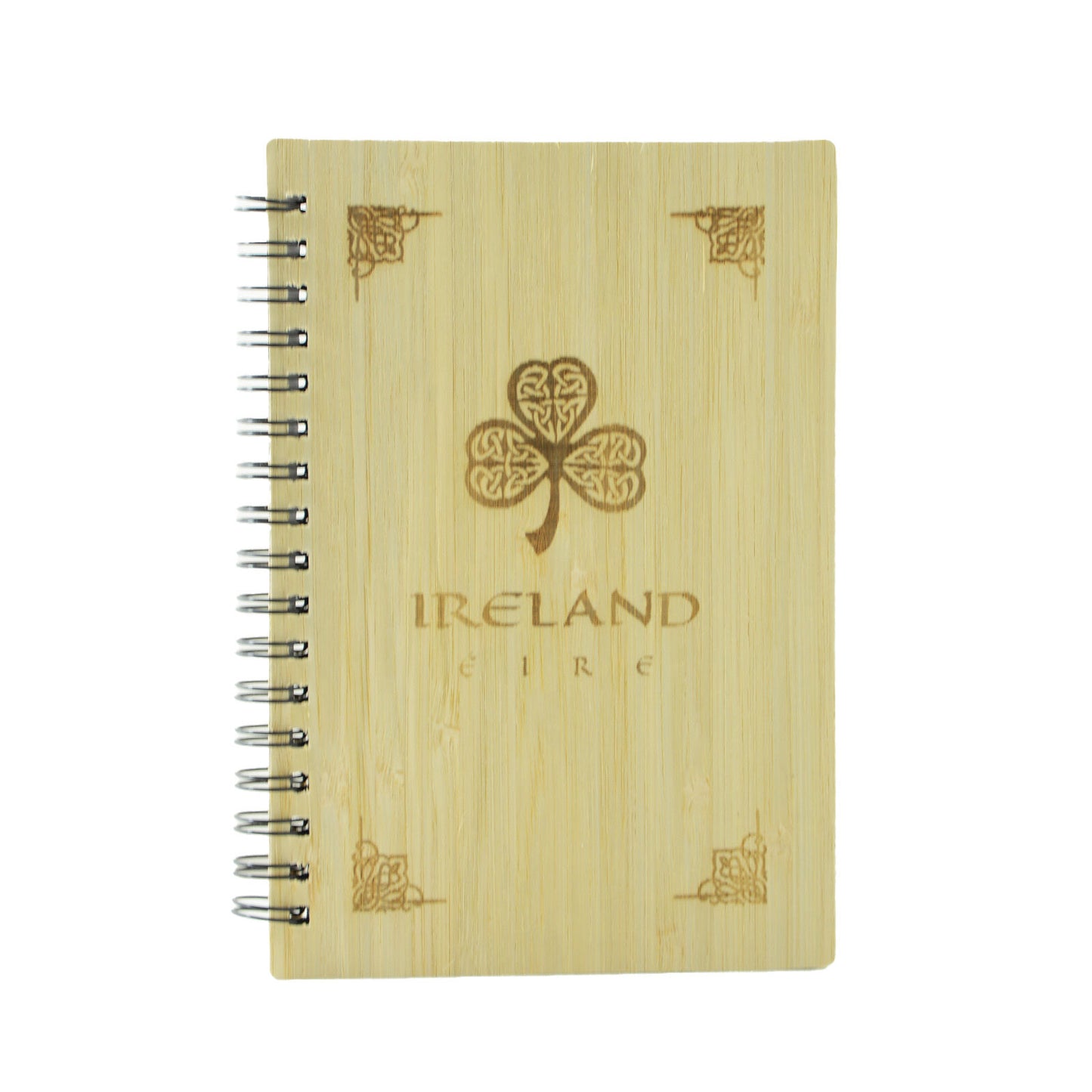 Wooden Designed Ireland Notebook With Celtic Shamrock Design