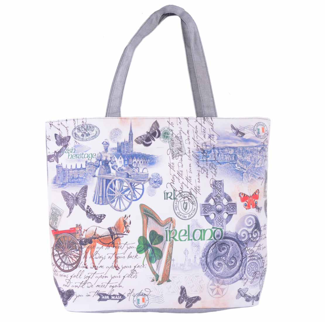 White Shopping Bag With Irish Landmarks & Icons & Irish History Design