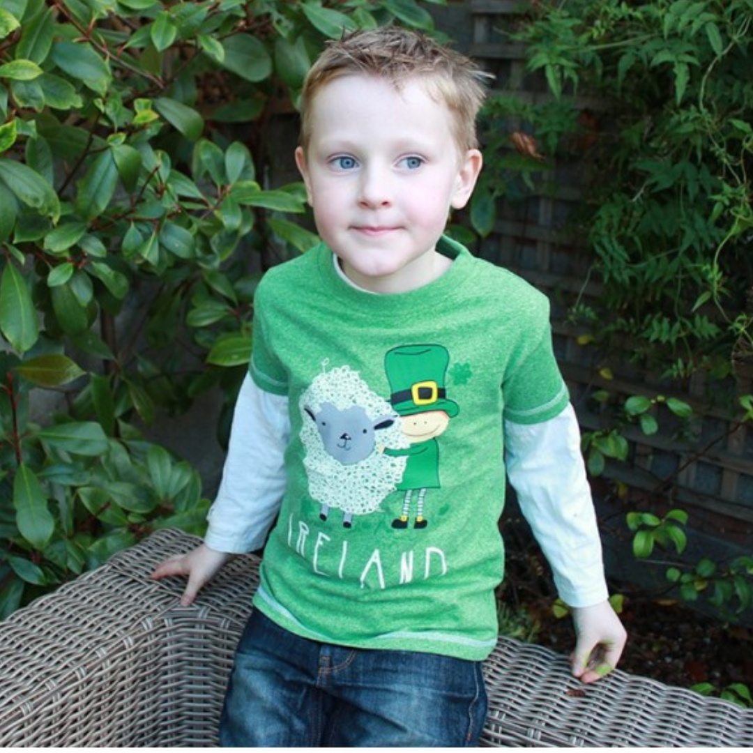 Kids Ireland Sheep and Leprechaun T-Shirt Green