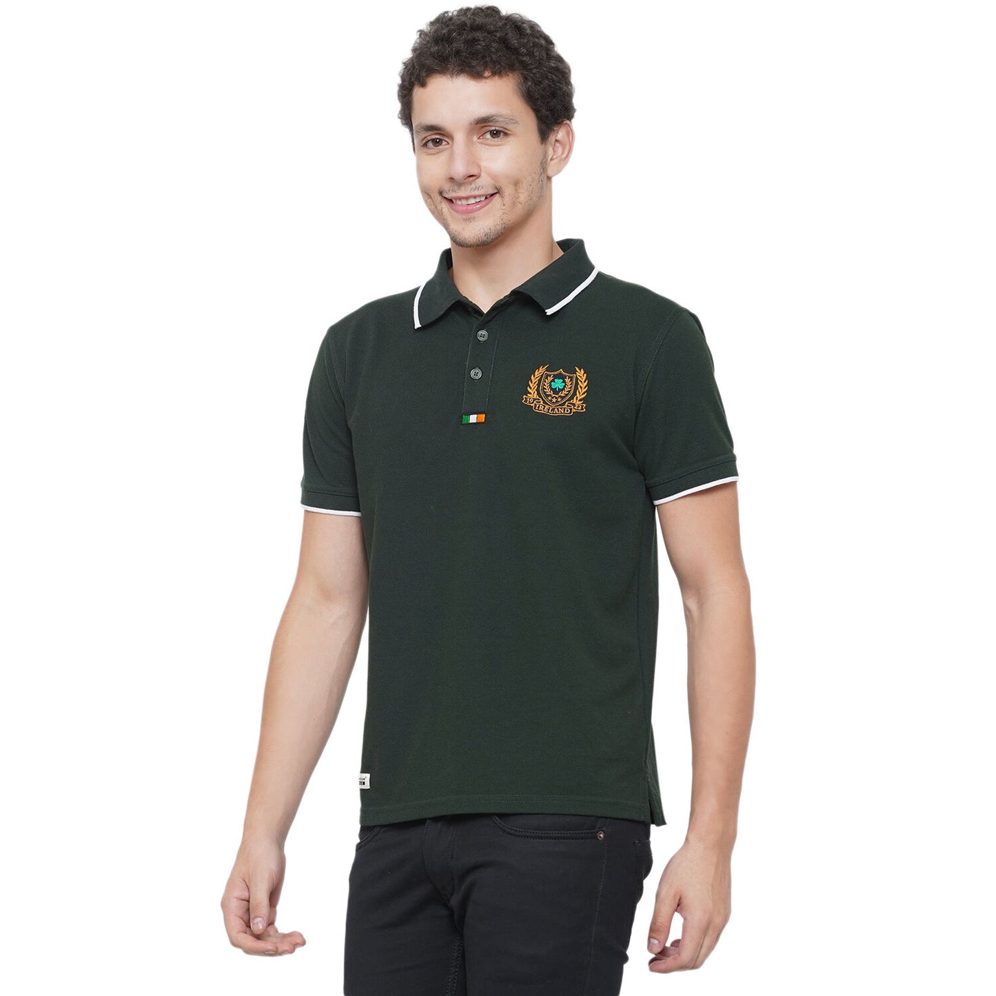 Mens Ireland Crest Polo Forest T-Shirt Green
