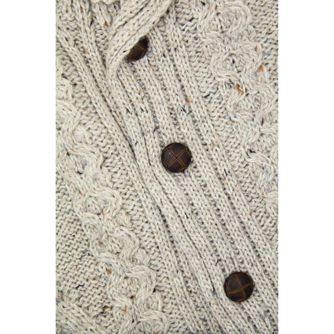 Men's Shawl Collar Grandfather Oatmeal Cardigan