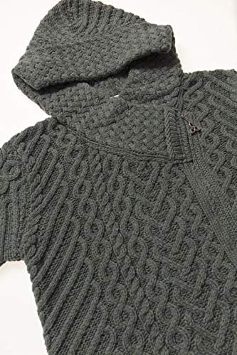 Women's Aran Knit Side Zip Grey Cardigan