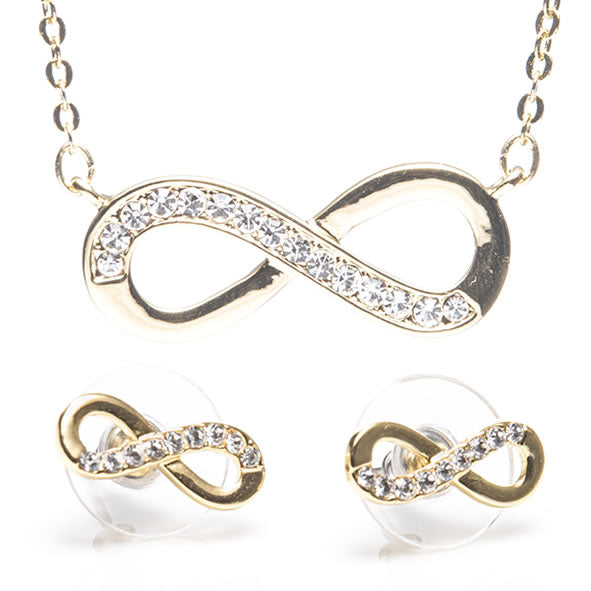 Gold Infinity Pendant & Earrings Set