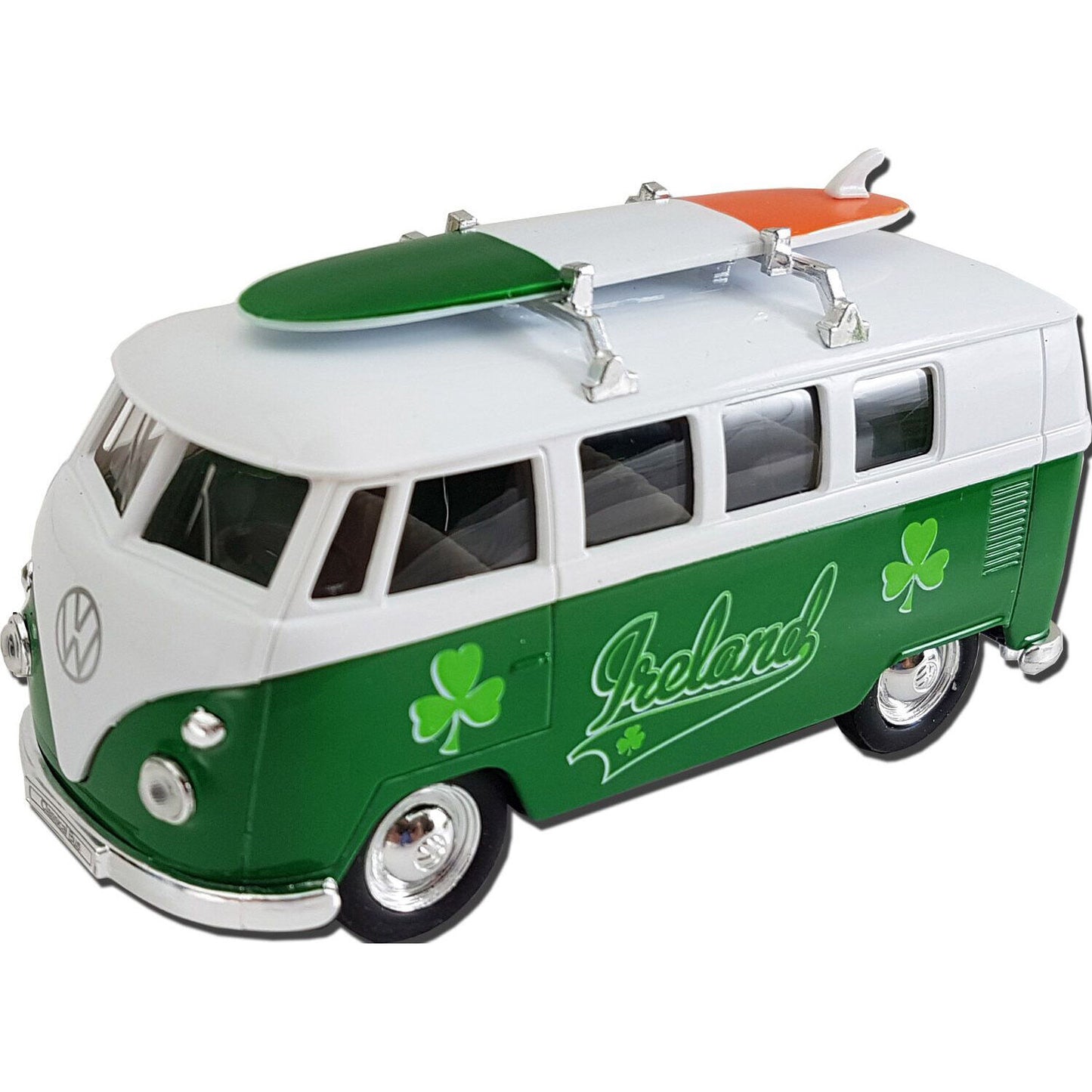 1963 Volkswagen T1 Model Bus With Ireland Design & A Surfboard On The Roof