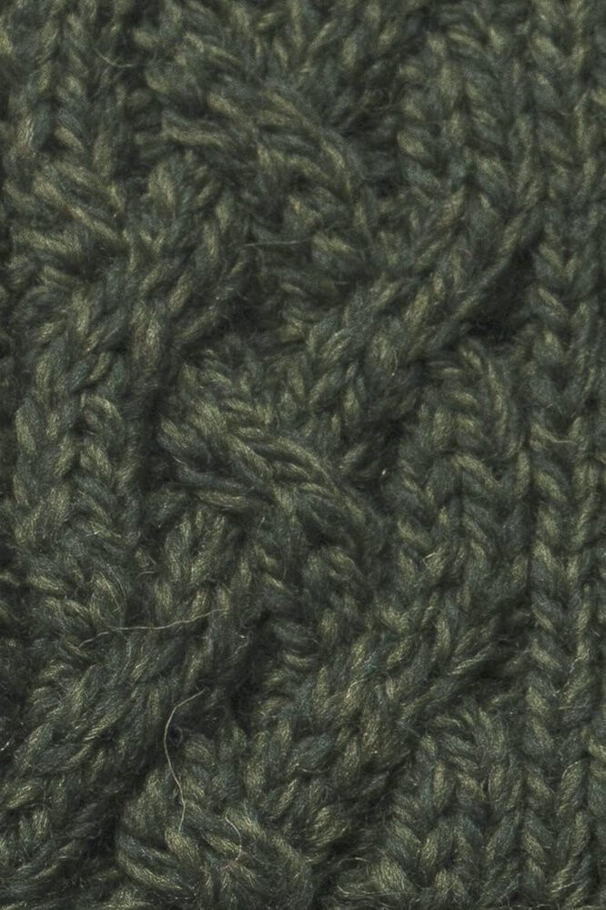Ladies Aran Cable Knit Side Zip Green Cardigan