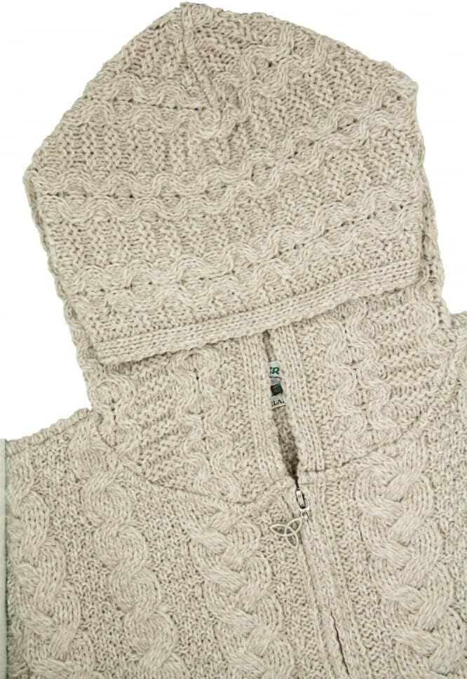 Ladies Irish Cable Knitted Hooded Parsnip Coat