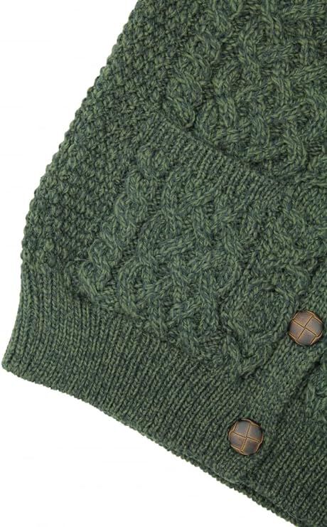 Ladies Aran Green Boyfriend Cardigan