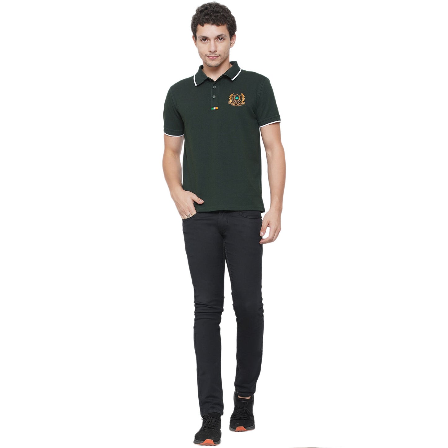 Mens Ireland Crest Polo Forest T-Shirt Green