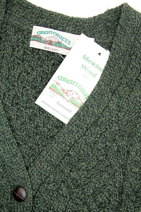 Ladies Aran Green Boyfriend Cardigan