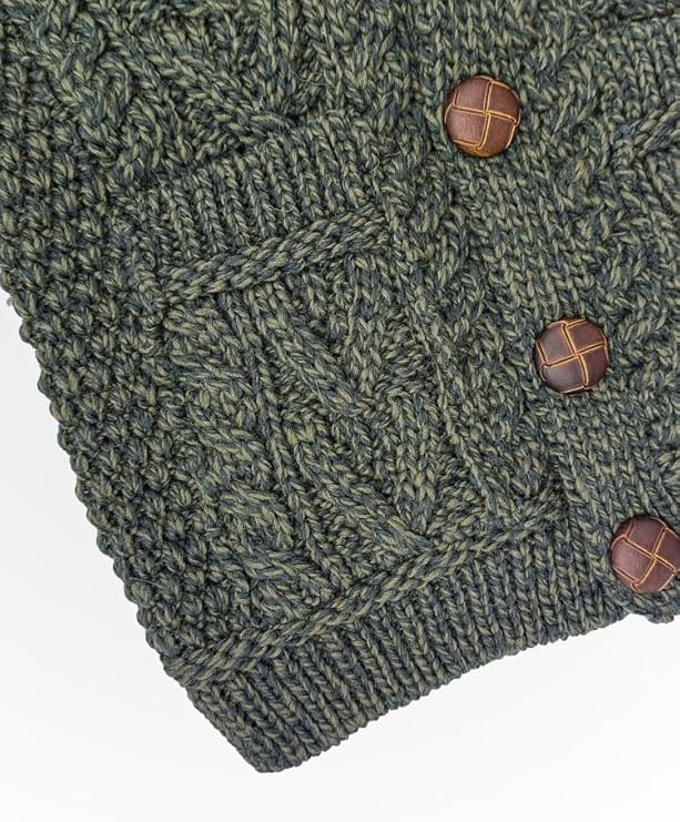 Kids Soft Cable Knitted Green Shawl Cardigan