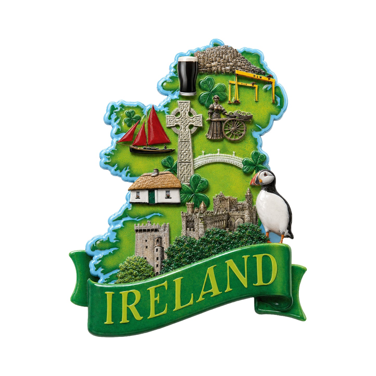Ireland Resin Printed Magnets Set of Two